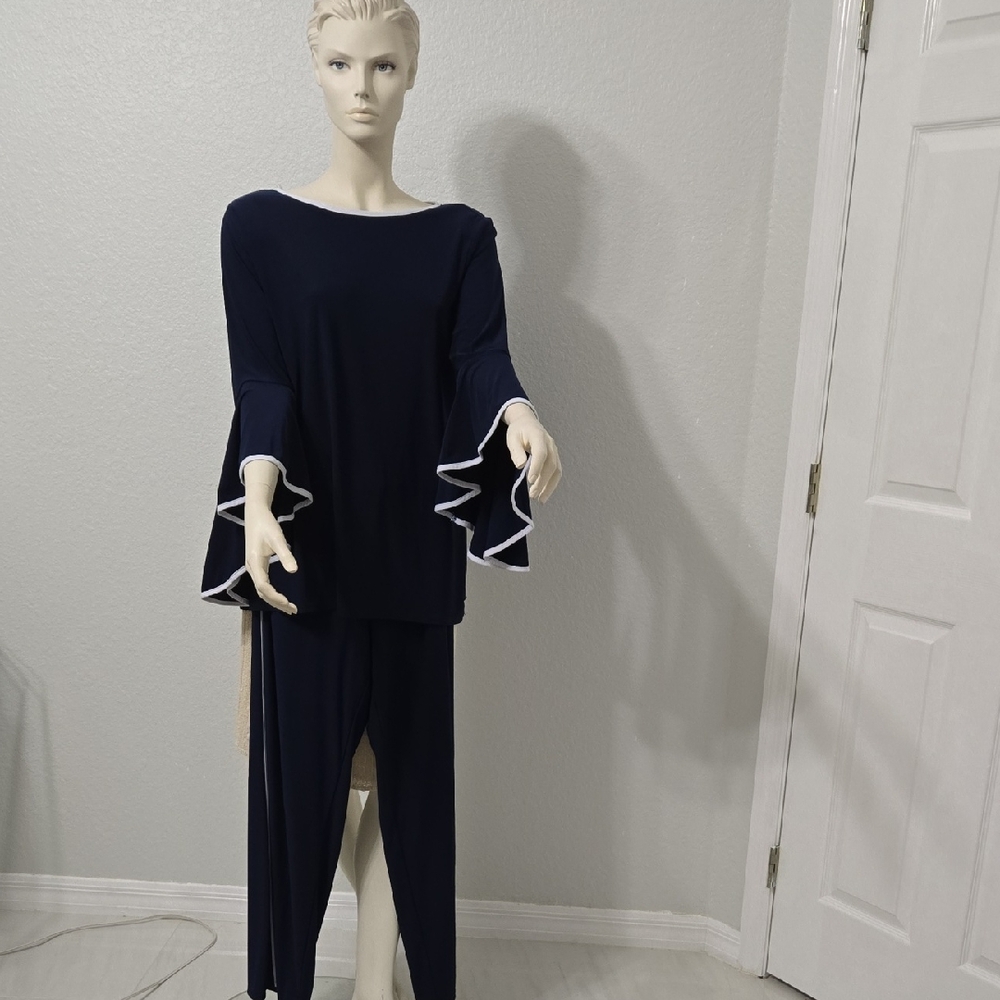 MSK Blue Jumpsuit with Dramatic Sleeves